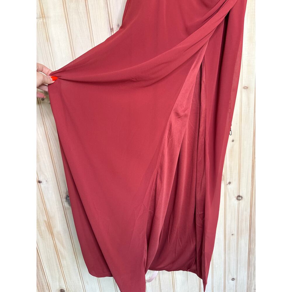NWT Lulus Glamorous Disposition Rust Ruched Maxi Dress Holiday Party Size M - Picture 5 of 8